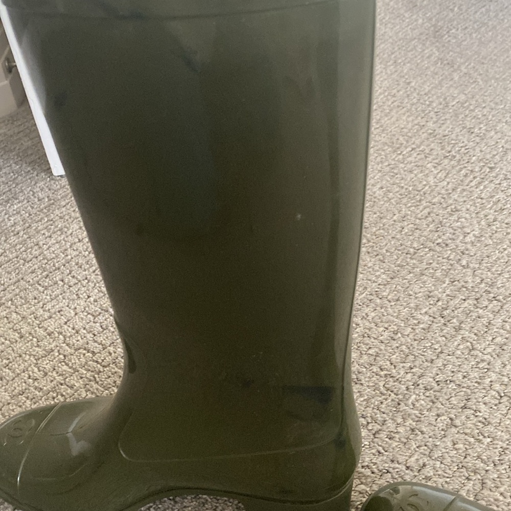 CHANEL Camellia Rain Boots Boots Women's Rubber Moss Green size 39 (8) - Picture 5 of 8
